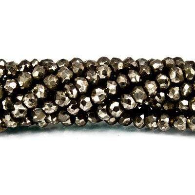 3.5 mm Matte Pyrite Faceted Rondelle 13.25 inch 139 beads - Beadsofcambay.com