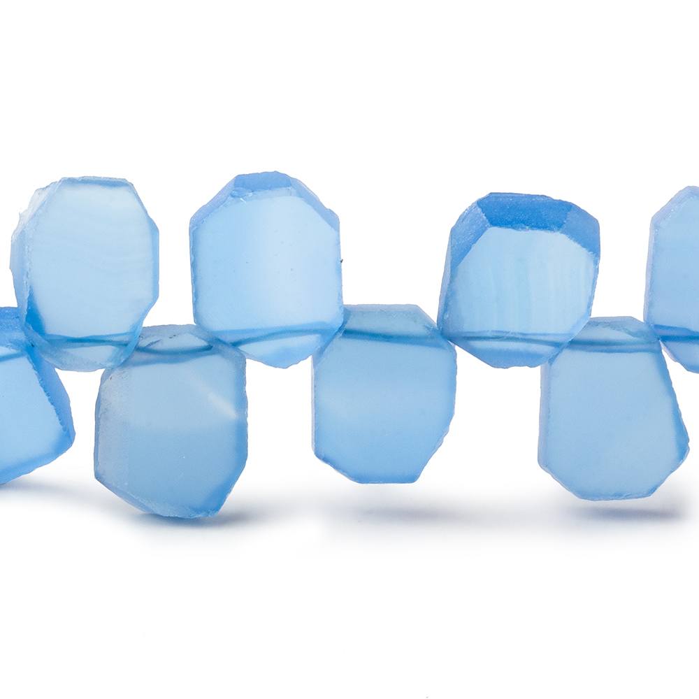 Beadsofcambay 9x8-11x7mm Santorini Blue Chalcedony top drilled plain nugget 8 inch 31 beads