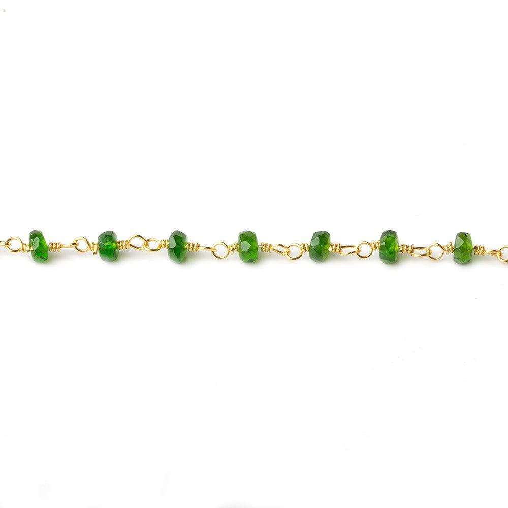 3.5mm Chrome Tourmaline faceted rondelle Vermeil Chain by the foot - Beadsofcambay.com