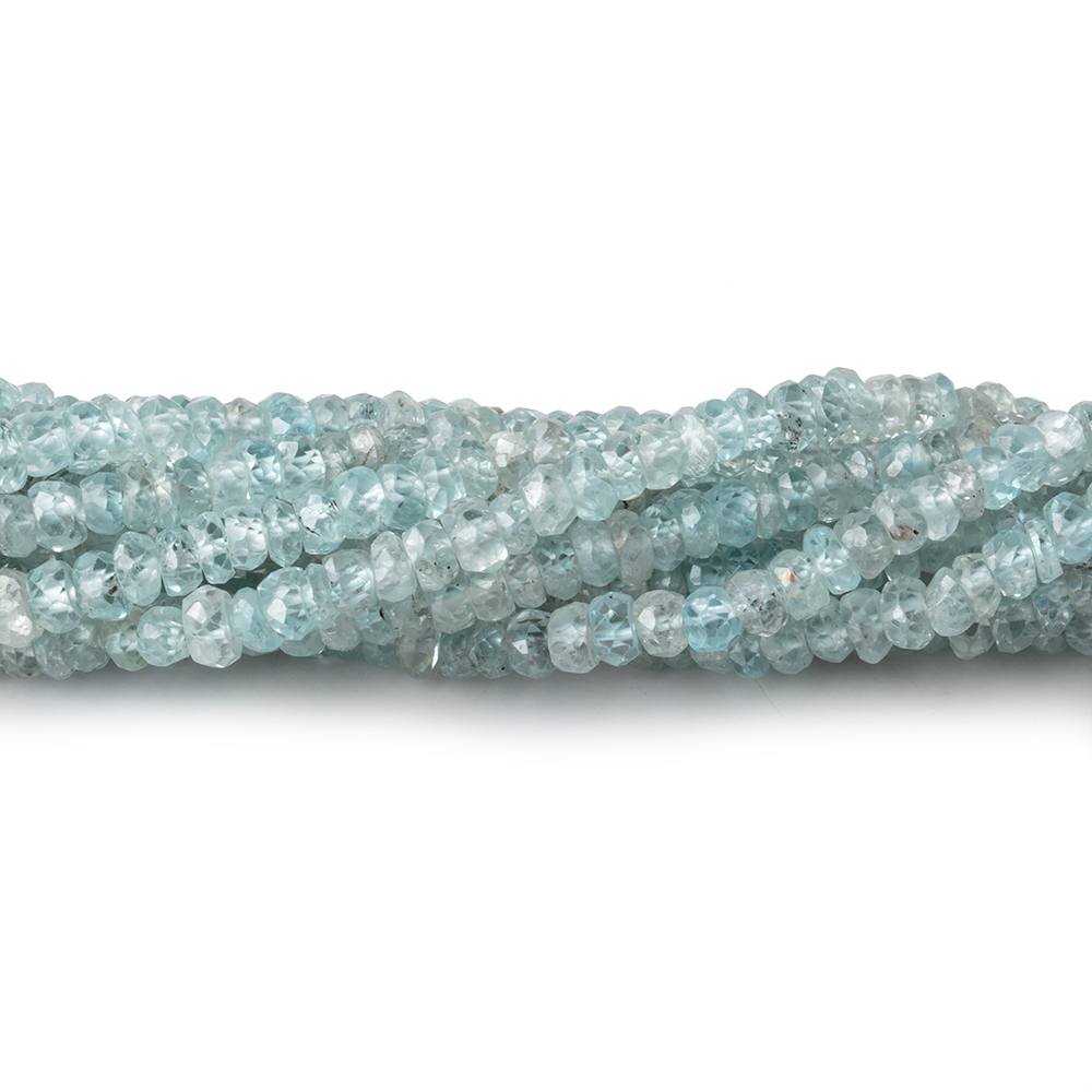 3.5mm Pale Blue Zircon Faceted Rondelle Beads 13 inch 168 pieces - Beadsofcambay.com