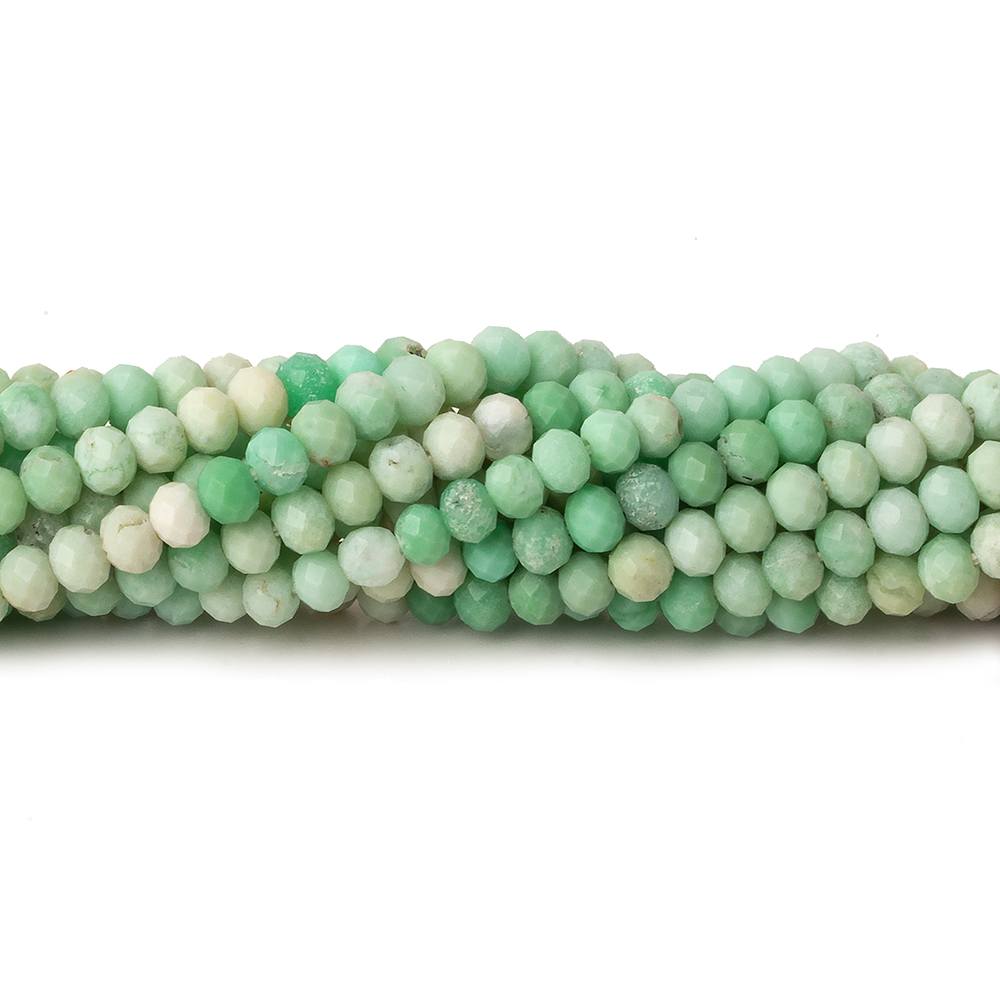 3.5mm Shaded Green Tanzanian Opal micro faceted rondelles 13 inch 115 beads - Beadsofcambay.com