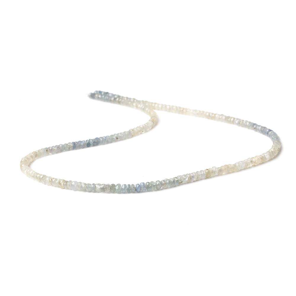 3.5mm White & Light Blue Sapphire faceted rondelles 18 inch 225 pieces A - Beadsofcambay.com