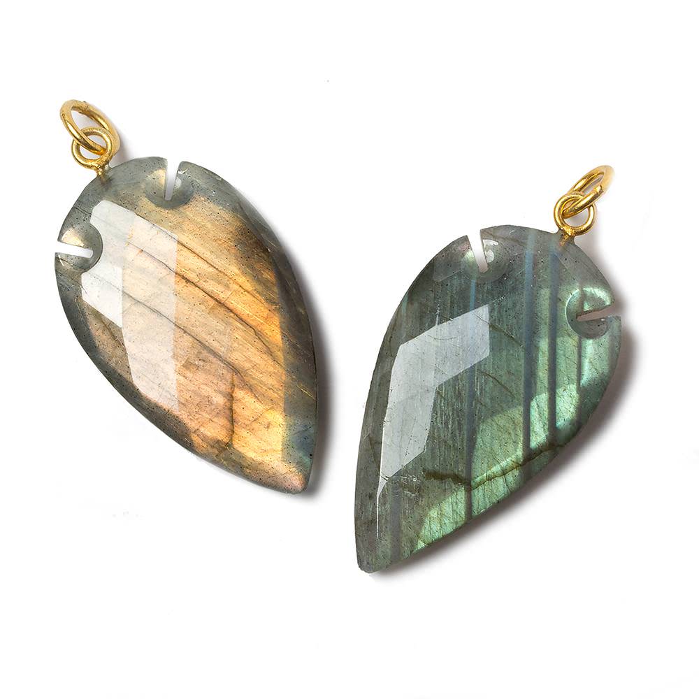 35x20mm Labradorite Faceted Arrowhead Focal Pendant 1 piece - Beadsofcambay.com