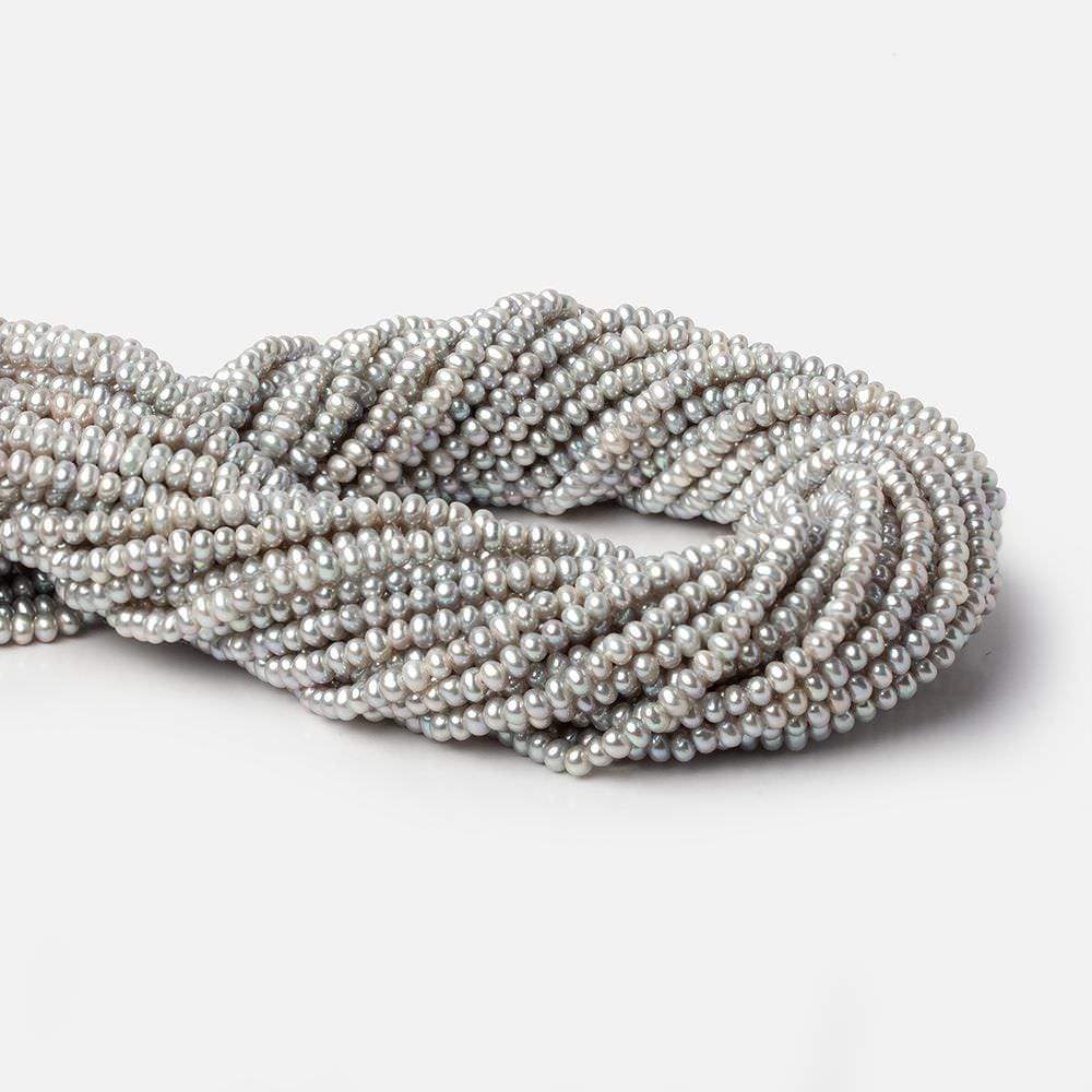 3.5x2.5mm Silver Off Round Side Drilled Freshwater Pearls 15.25 inch 153 pieces AAA - Beadsofcambay.com