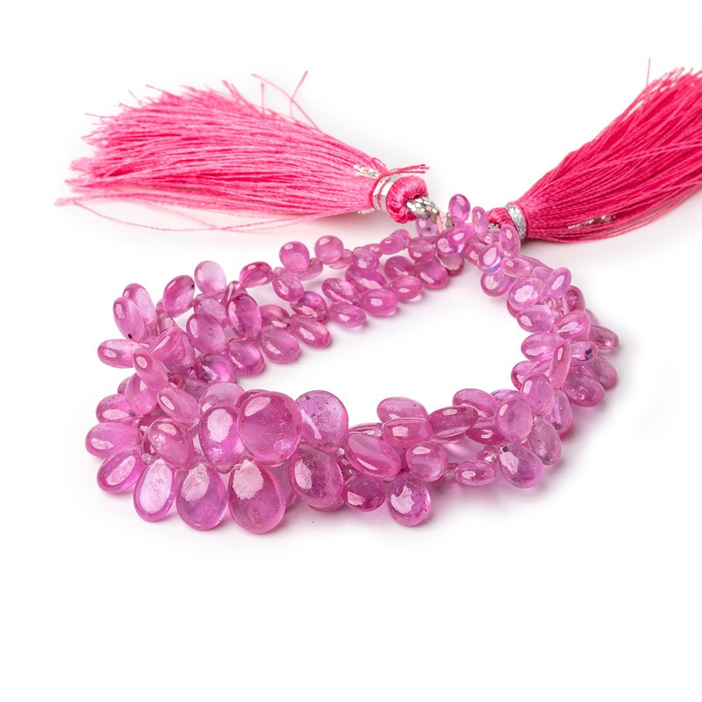 3.5x3-10.5x8.5mm Pink Sapphire Plain Pear Beads Set of 2 Strands AAA - Beadsofcambay.com