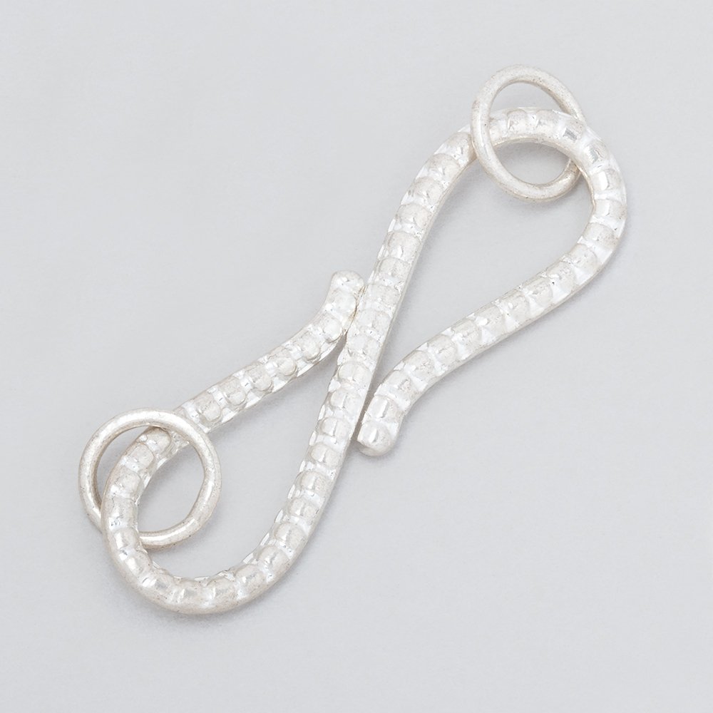 36x10mm Sterling Silver S Hook Ribbed Design 1 piece - Beadsofcambay.com