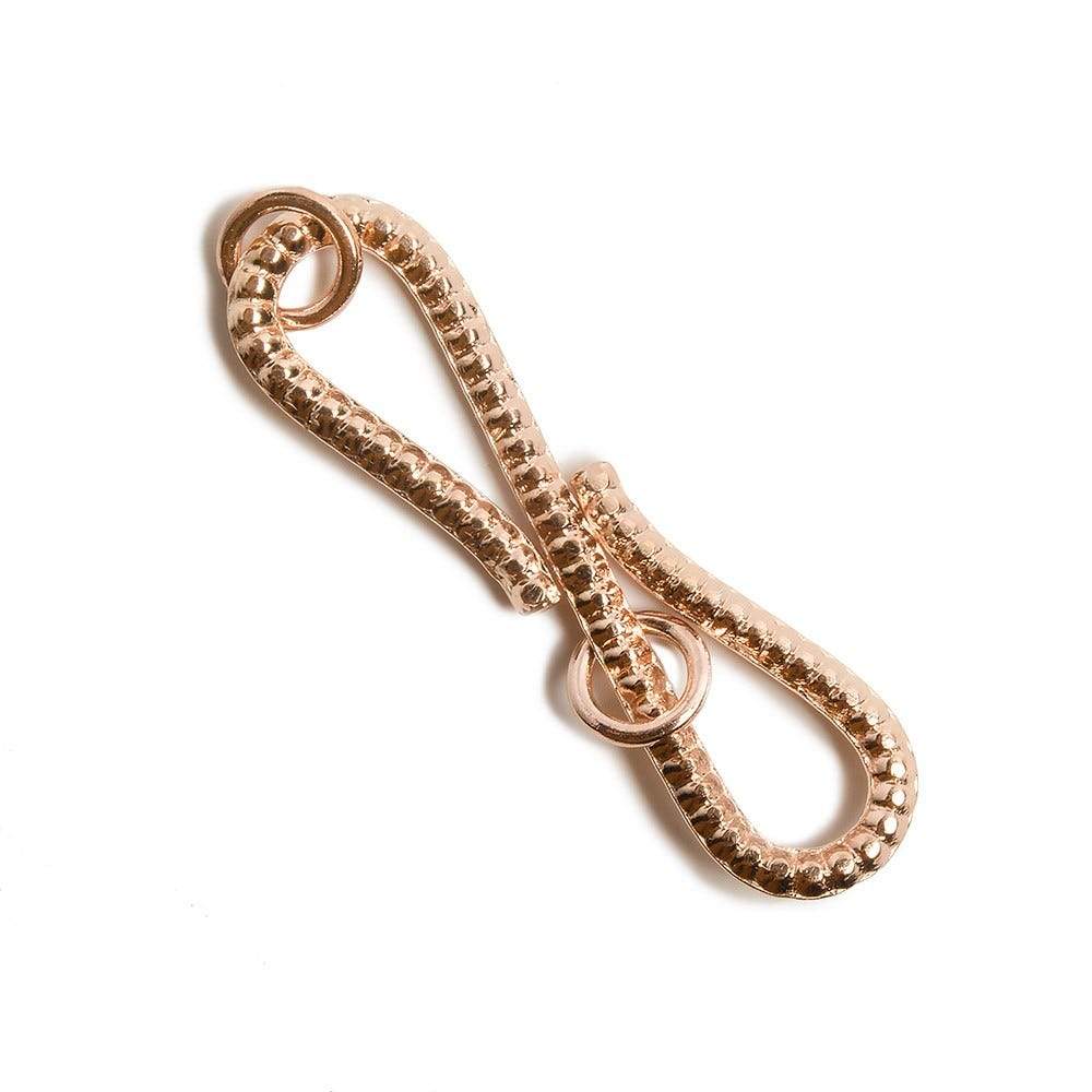 36x11mm Rose Gold plated Silver S Hook Ribbed Design 1 pcs - Beadsofcambay.com