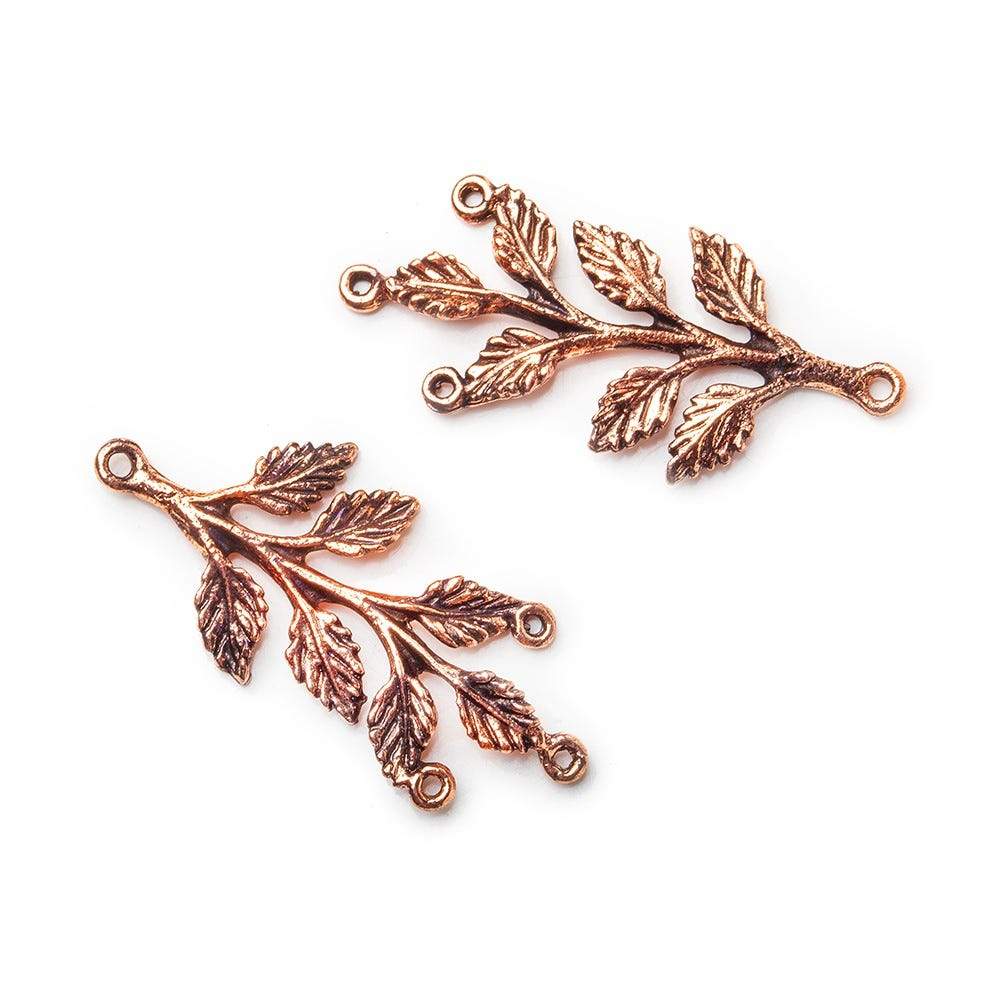 36x14mm Antiqued Copper Branch with Leaves Charm Set of 2 pieces - Beadsofcambay.com