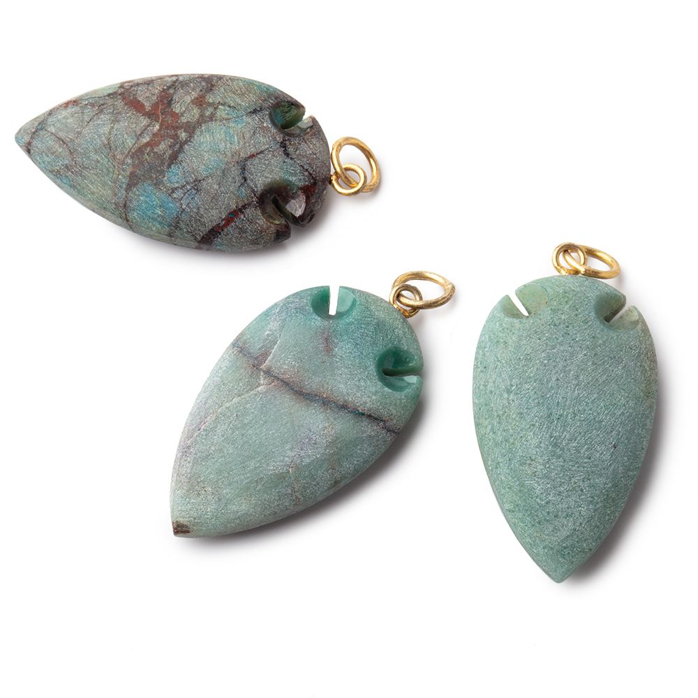 36x20mm Chrysocolla Matte Arrowhead Focal Pendant 1 piece - Beadsofcambay.com