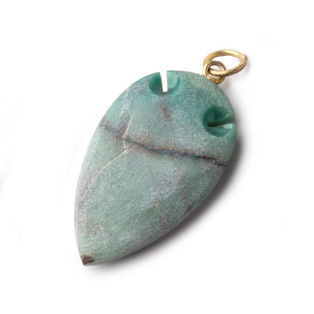 36x20mm Chrysocolla Matte Arrowhead Focal Pendant 1 piece - Beadsofcambay.com