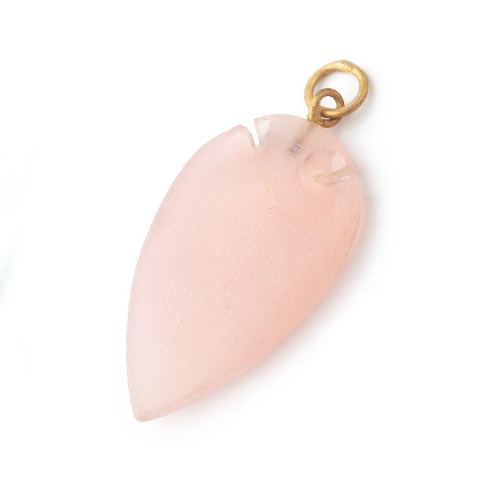 36x20mm Rose Pink Chalcedony Matte Arrowhead Focal Pendant 1 piece - Beadsofcambay.com