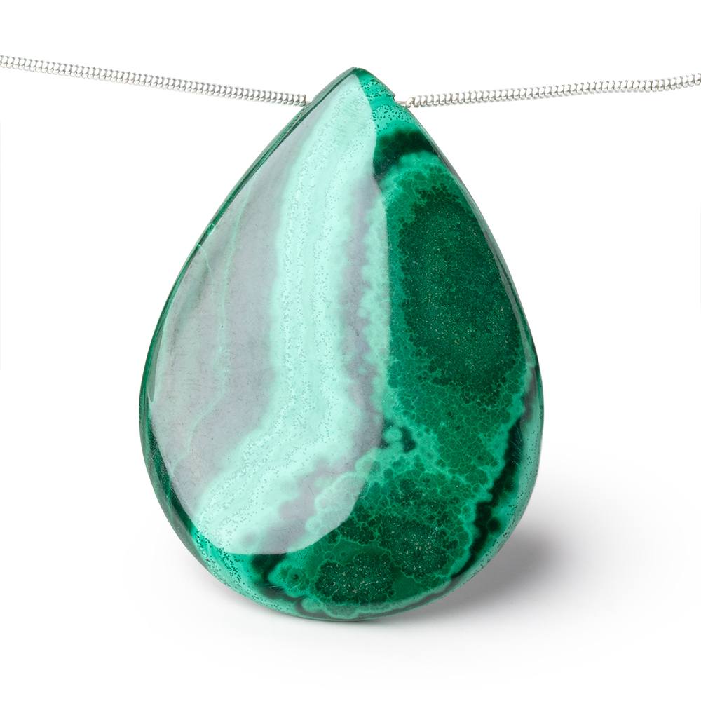 36x27-50x36mm Malachite Plain Pear Briolettes 6 inch 5 Beads - Beadsofcambay.com