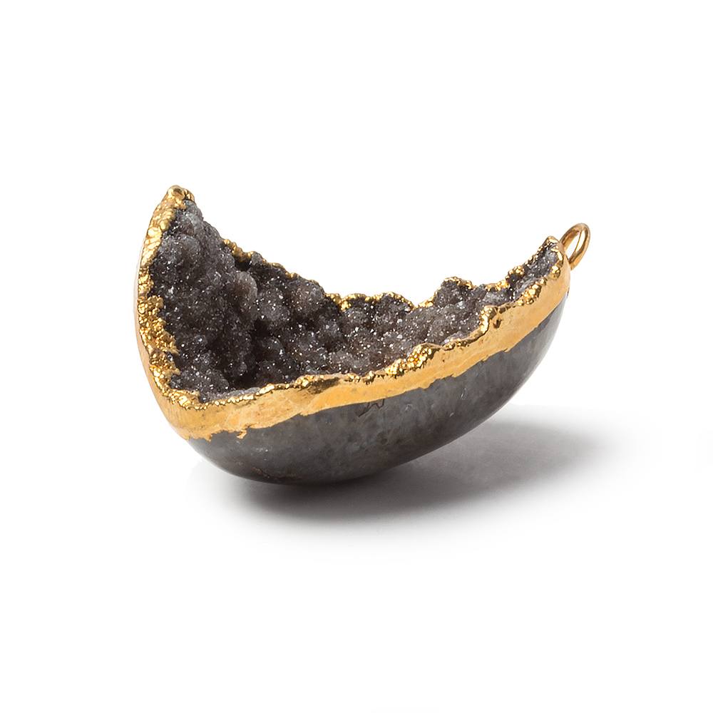 36x30x15mm Gold Leaf Edge Chocolate Agate Drusy Pendant 1 piece - Beadsofcambay.com