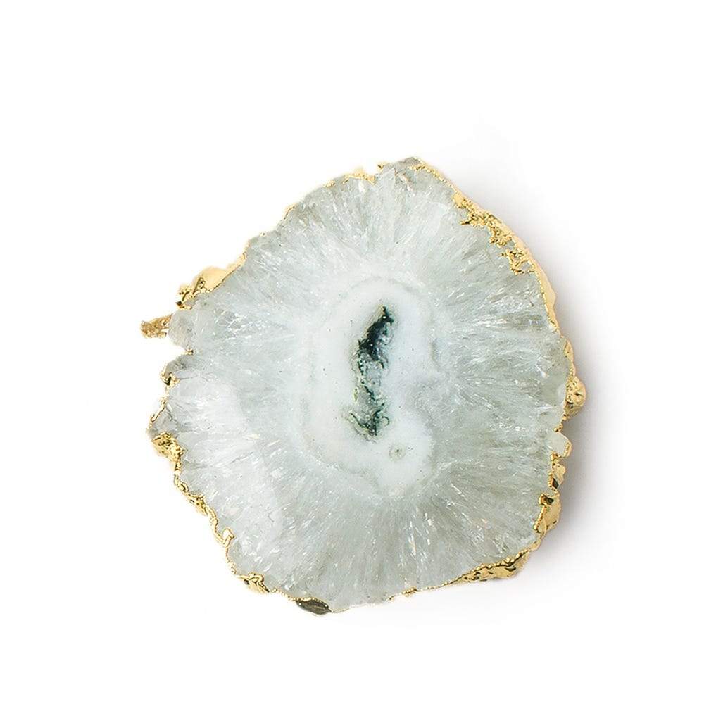 36x33mm 22kt Gold leafed Solar Quartz Slice Pendant 1 piece - Beadsofcambay.com