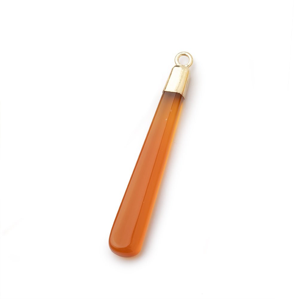 37-40mm Gold Leafed Orange Chalcedony Pear Pendant 1 focal piece - Beadsofcambay.com