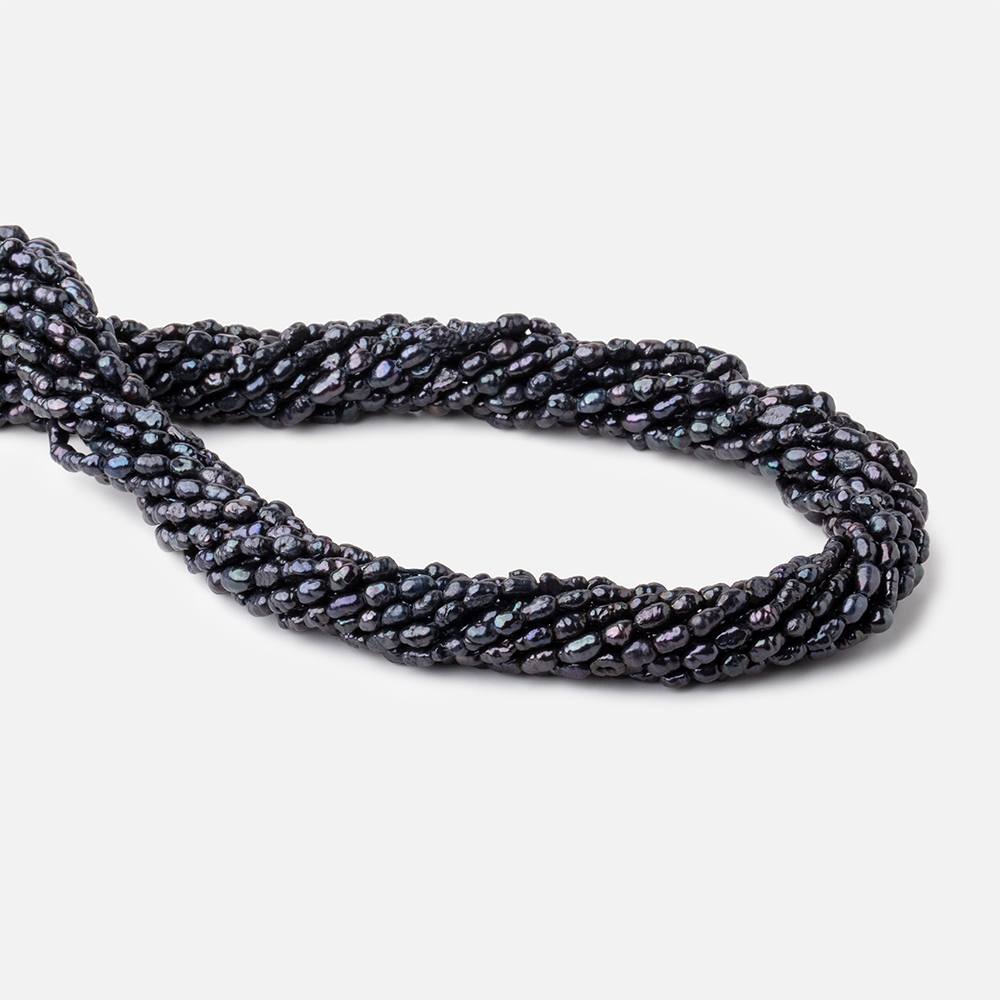 4x3mm Black Baroque Freshwater Pearl beads 15.5 inch 100 pieces - BeadsofCambay.com