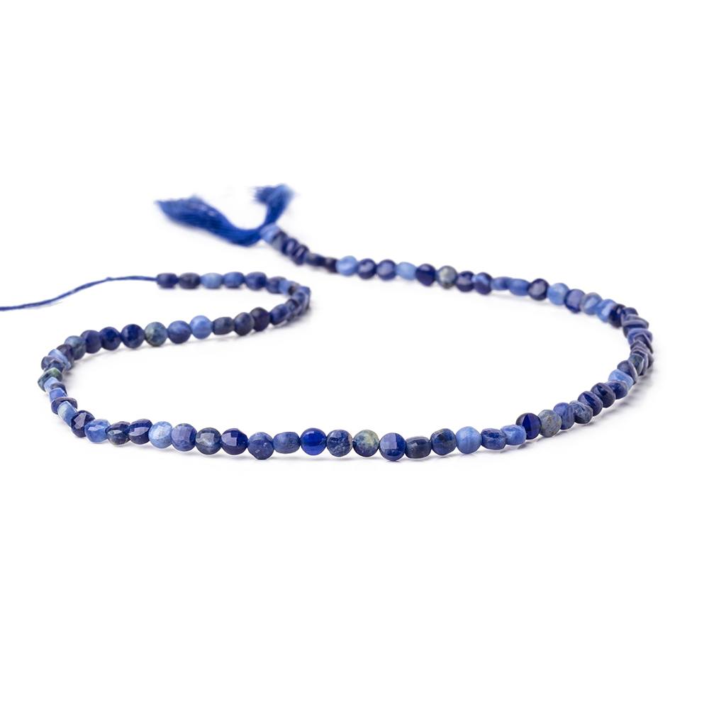 3.7mm Sodalite Checkerboard Faceted Calibrated Coins 12.5 inch 90 Beads - Beadsofcambay.com