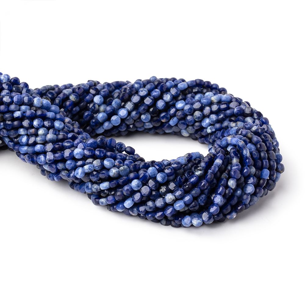 3.7mm Sodalite Checkerboard Faceted Calibrated Coins 12.5 inch 90 Beads - Beadsofcambay.com