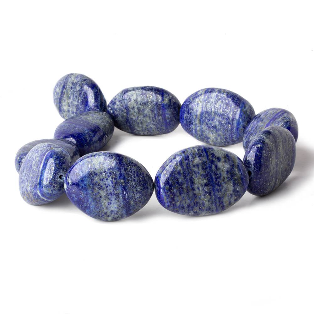 38x27-40x30mm Lapis Lazuli banded plain nugget beads 16 inch 10 pieces - Beadsofcambay.com
