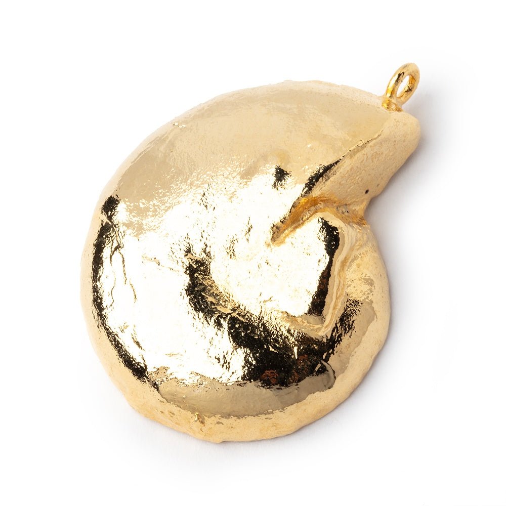 38x32mm Gold Leafed Ammonite Fossil Pendant 1 focal piece - Beadsofcambay.com