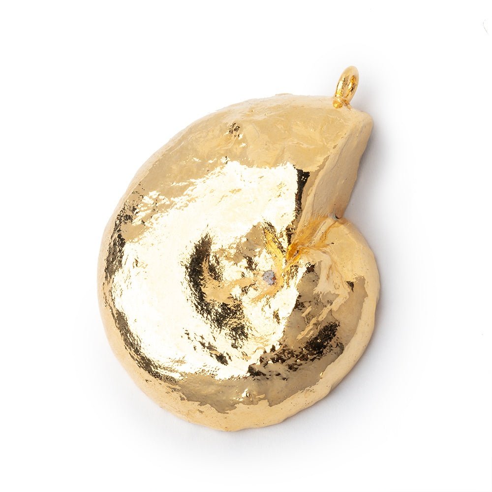 39.5x33mm Gold Leafed Ammonite Fossil Pendant 1 focal piece - Beadsofcambay.com