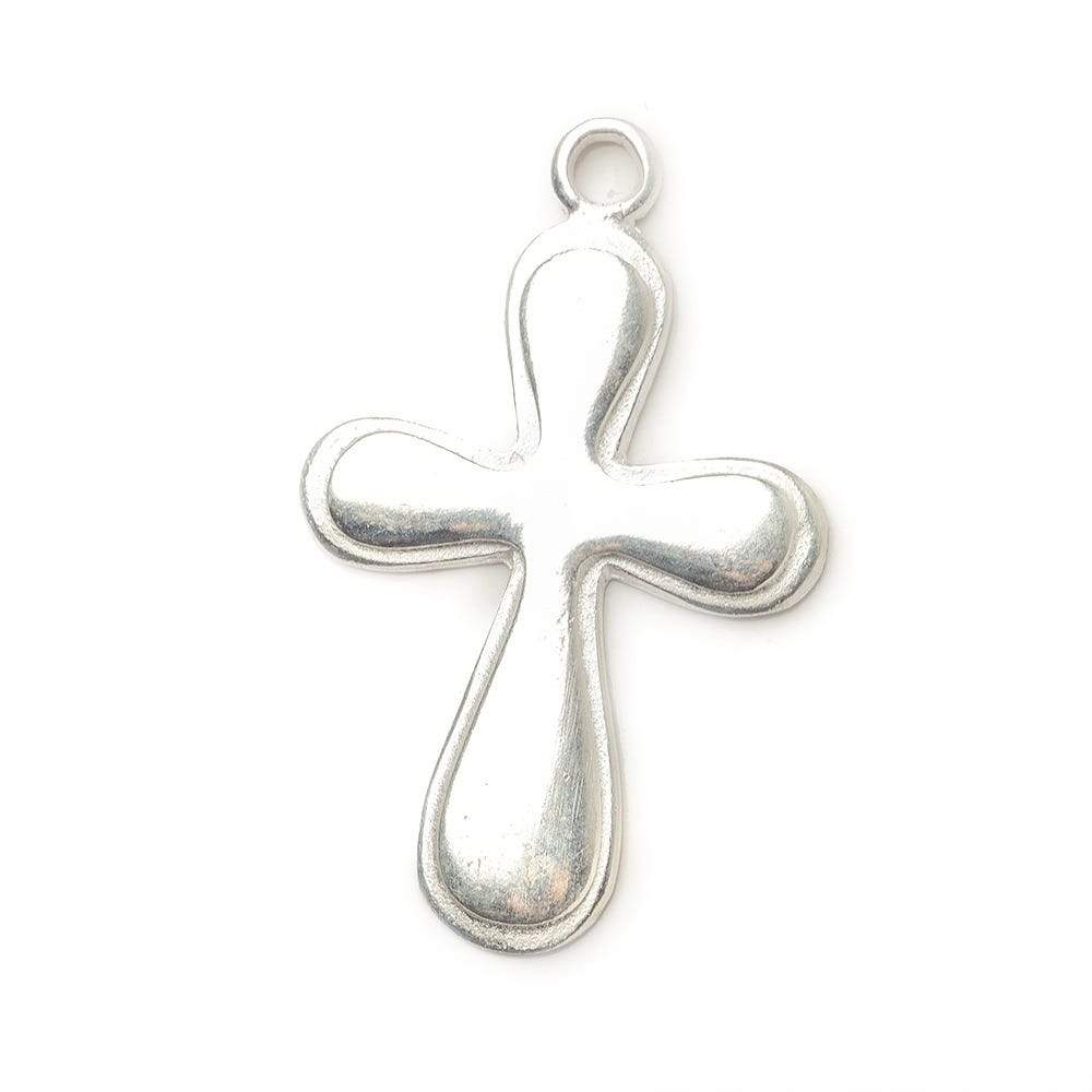 39x24mm Sterling Silver plated Cross Charm with Modern Design 1 - Beadsofcambay.com