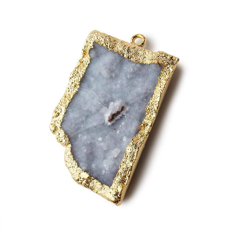39x26mm Gold Leafed Gray Drusy Freeform Pendant 1 piece - Beadsofcambay.com