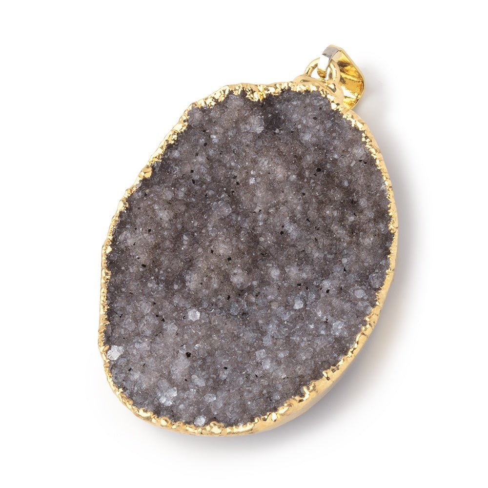 39x31mm Gold Leafed Amethyst Drusy Pendant 1 focal piece - Beadsofcambay.com