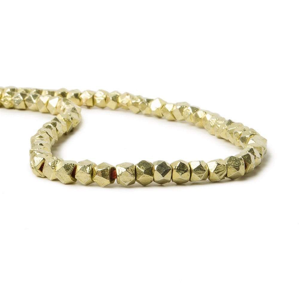3mm 14kt Gold plated Copper Shiny Faceted Nugget Beads 8 inch 60 beads - Beadsofcambay.com