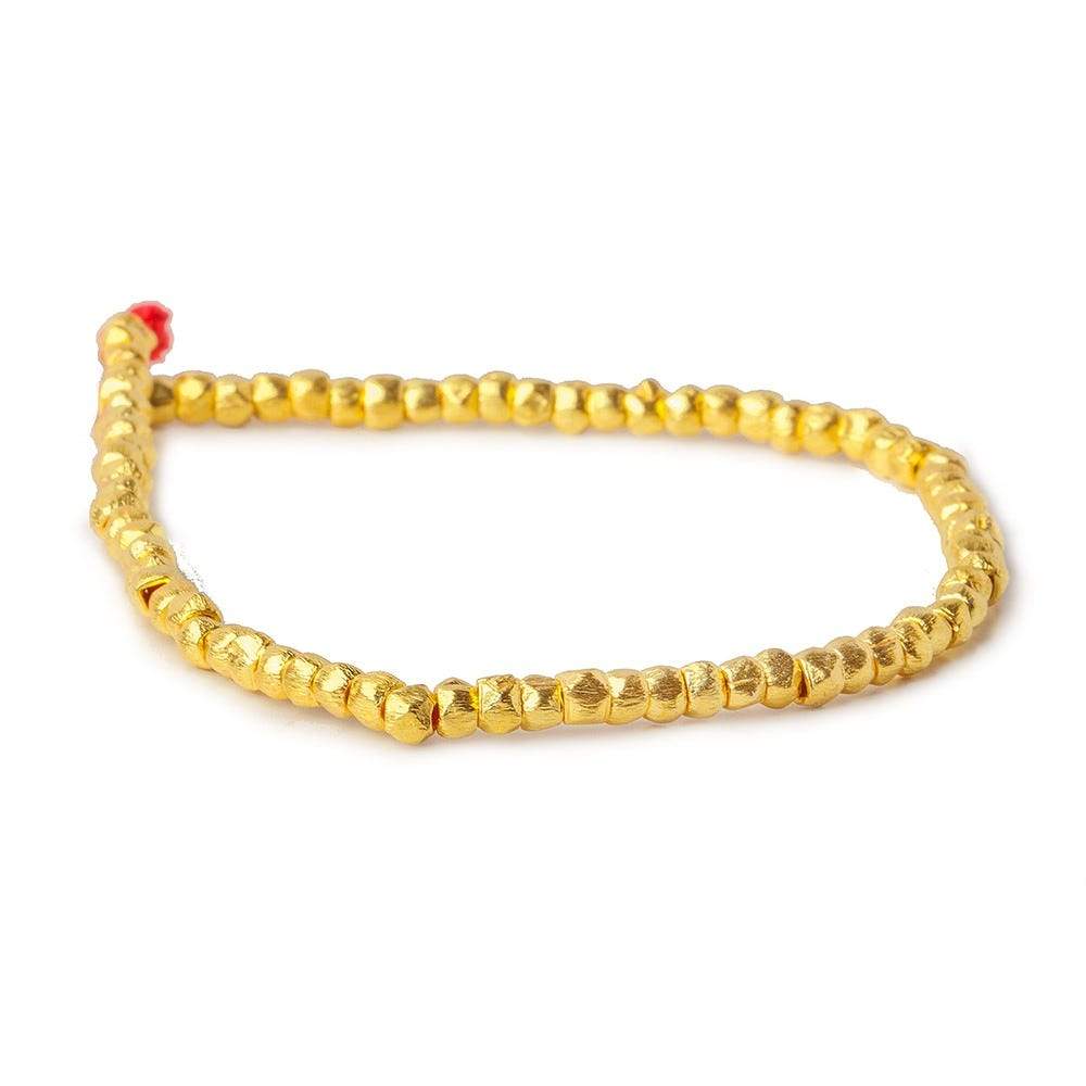 3mm 22kt Gold plated Copper Brushed Faceted Nugget Beads 8 inch 76 beads - Beadsofcambay.com