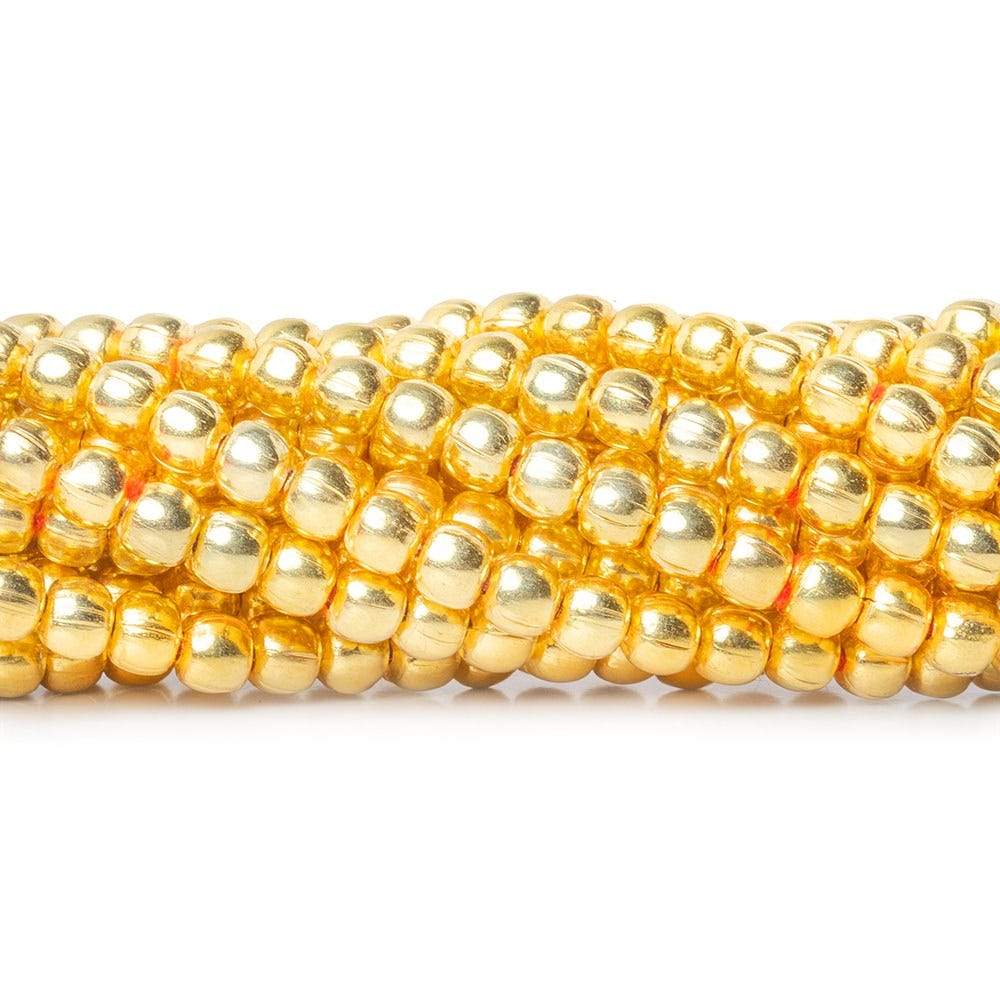 3mm 22kt Gold plated Copper Shiny Round Beads 8 inch 66 beads - Beadsofcambay.com