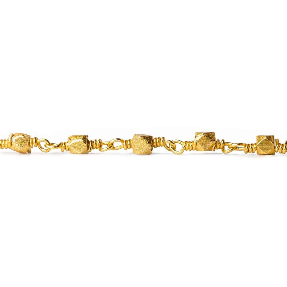 3mm 22kt Gold plated Faceted Nugget Gold plated Chain by the foot - Beadsofcambay.com