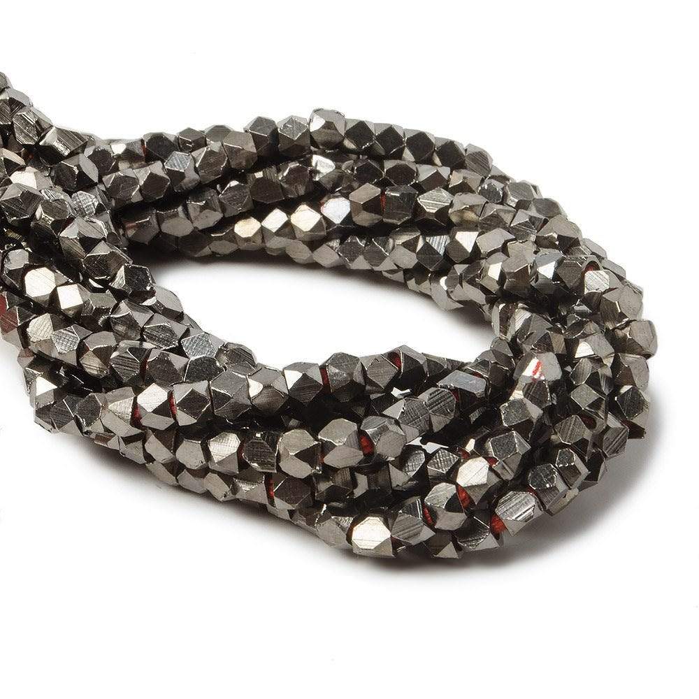 3mm Black Gold plated Copper Faceted Nugget Beads 8 inch 66 beads - Beadsofcambay.com