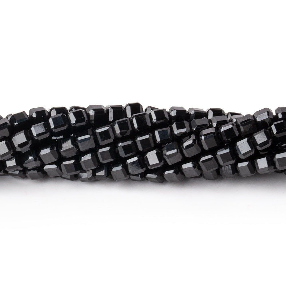 3mm Black Spinel Micro Faceted Cube Beads 12.5 inch 106 pieces