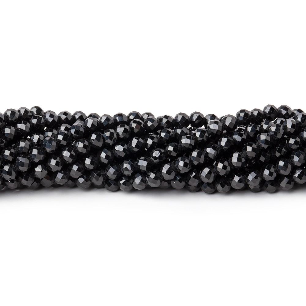 3mm Black Spinel micro faceted round beads 13 inch 110 beads - Beadsofcambay.com