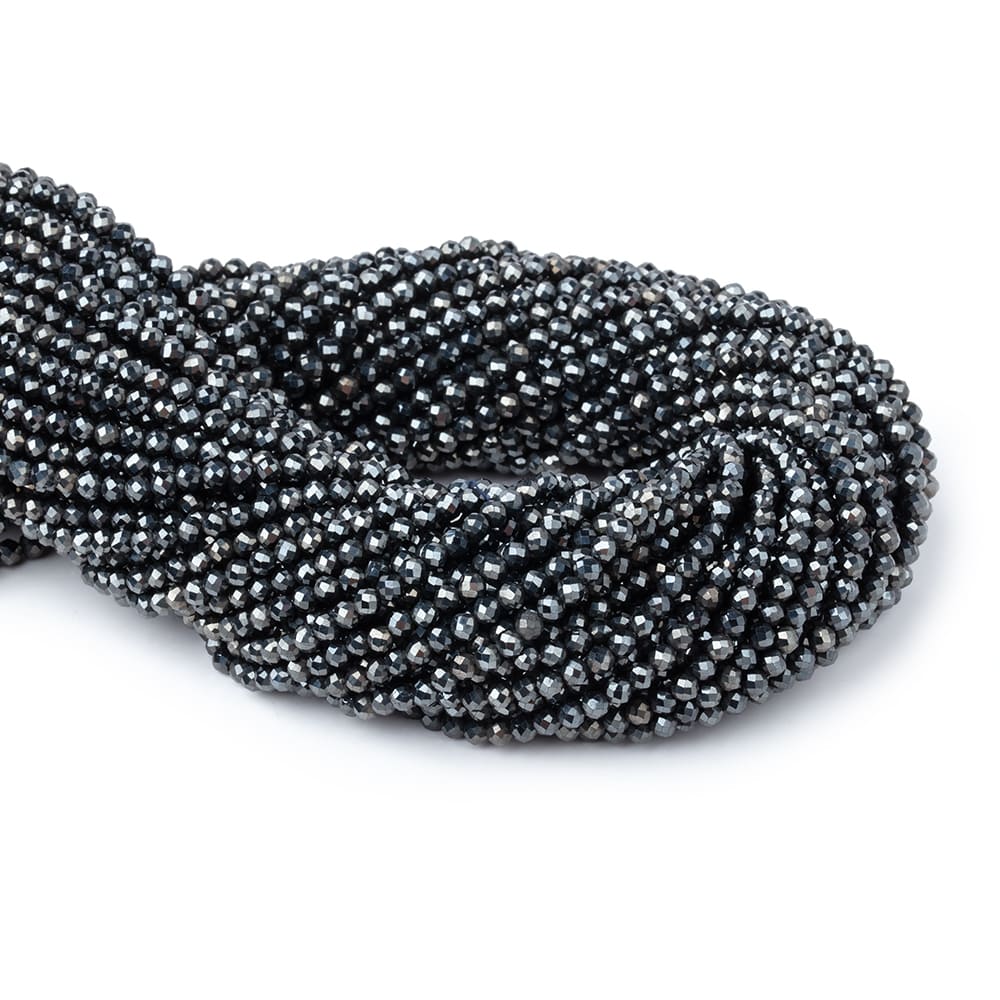 3mm Blue Grey Mystic Black Spinel Micro faceted rounds 13 inch 128 beads - Beadsofcambay.com