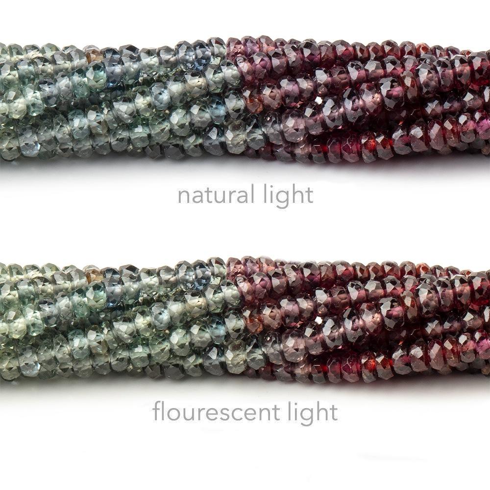 3mm Color Change Sapphire Faceted Rondelle Beads 14 inch 220 pieces - Beadsofcambay.com