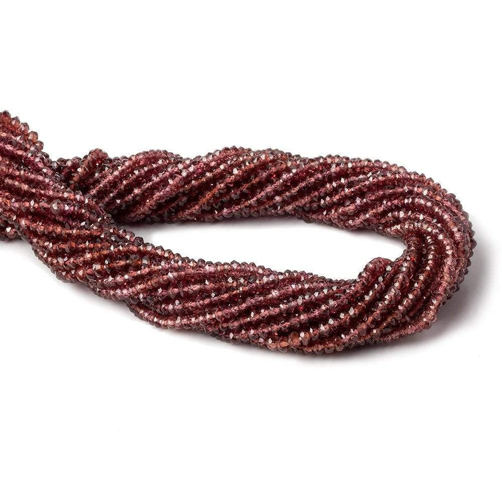 3mm Garnet faceted rondelle beads 14.5 inch 154 beads - Beadsofcambay.com