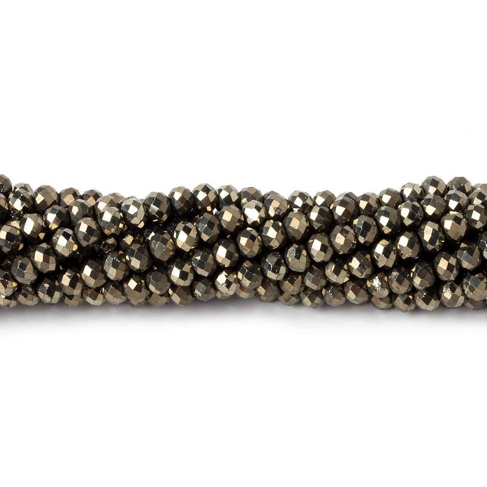 3mm Golden Pyrite microfaceted rondelle beads 13 inch 134 pieces - Beadsofcambay.com