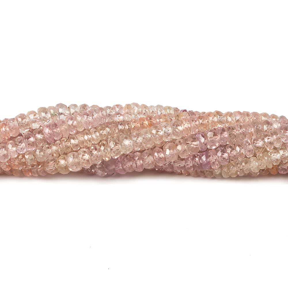 3mm Light Pink Sapphire Faceted Rondelle Beads 14 inch 180 pieces - Beadsofcambay.com