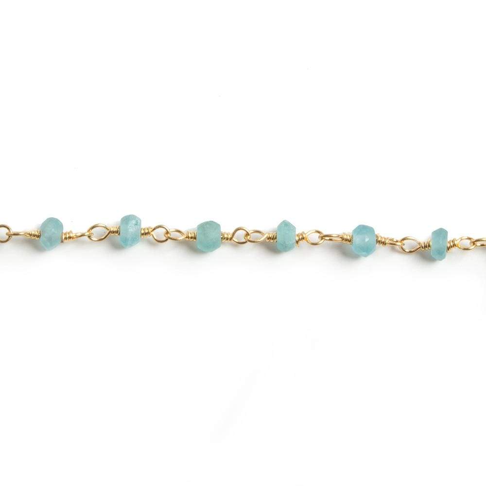 3mm Matte Apatite faceted rondelle Gold Chain by the foot 40 pieces - Beadsofcambay.com