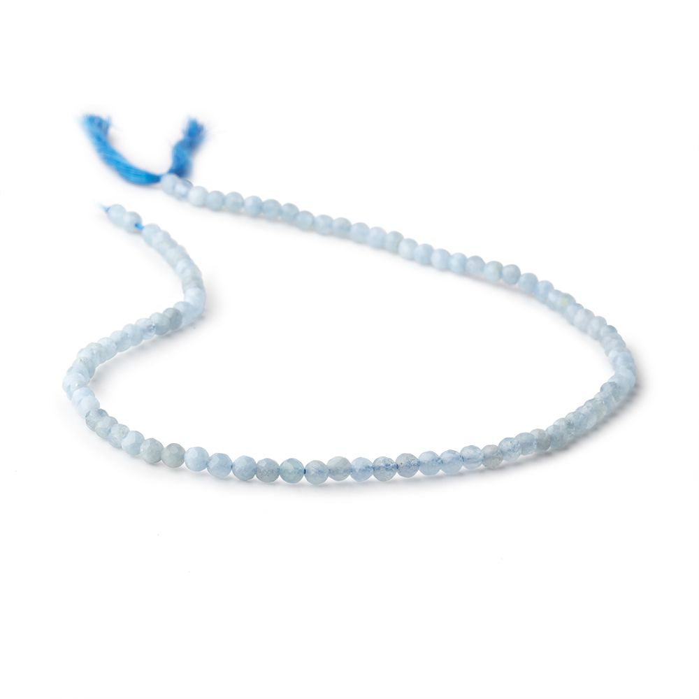 3mm Milky Aquamarine Micro Faceted Round Beads 12.25 inch 94 pieces - Beadsofcambay.com