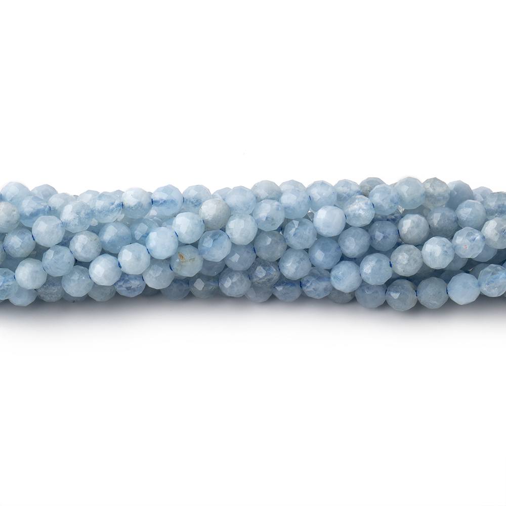BeadsofCambay 3mm Milky Aquamarine Micro Faceted Round Beads 12.25 inch 94 pieces