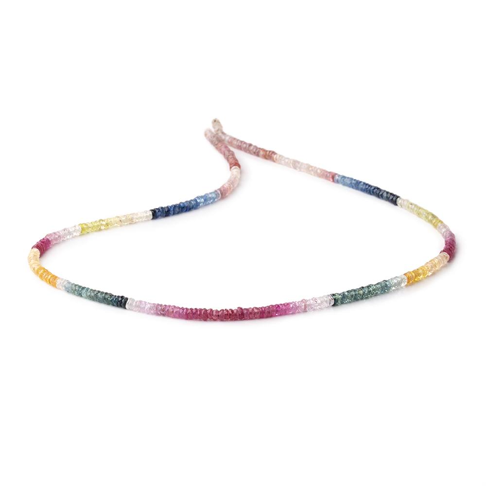 3mm Multi Color Sapphire & Ruby Faceted Heshi Beads 18 inch 245 pieces - Beadsofcambay.com