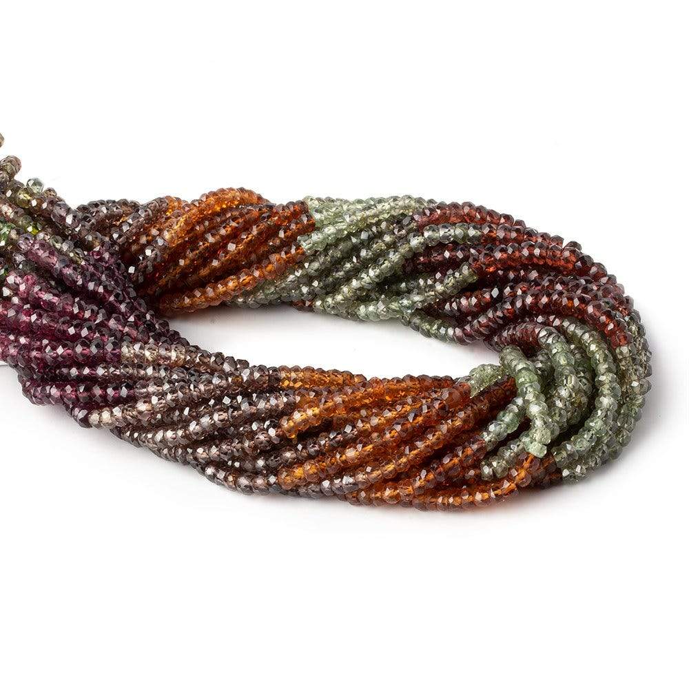 3mm Multi Gemstone Faceted Rondelle Beads 13 inch 150 pieces - Beadsofcambay.com