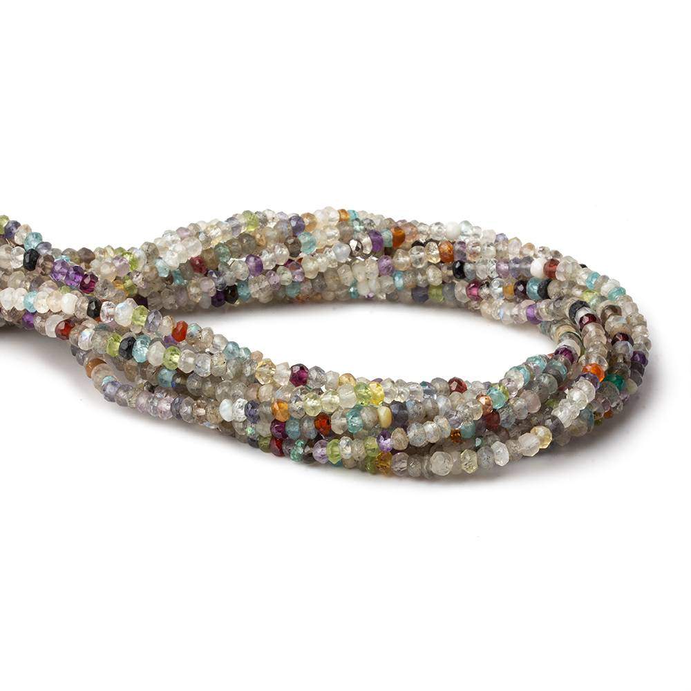 3mm Multi Gemstone Faceted Rondelle Beads 13 inches 72 pieces - Beadsofcambay.com