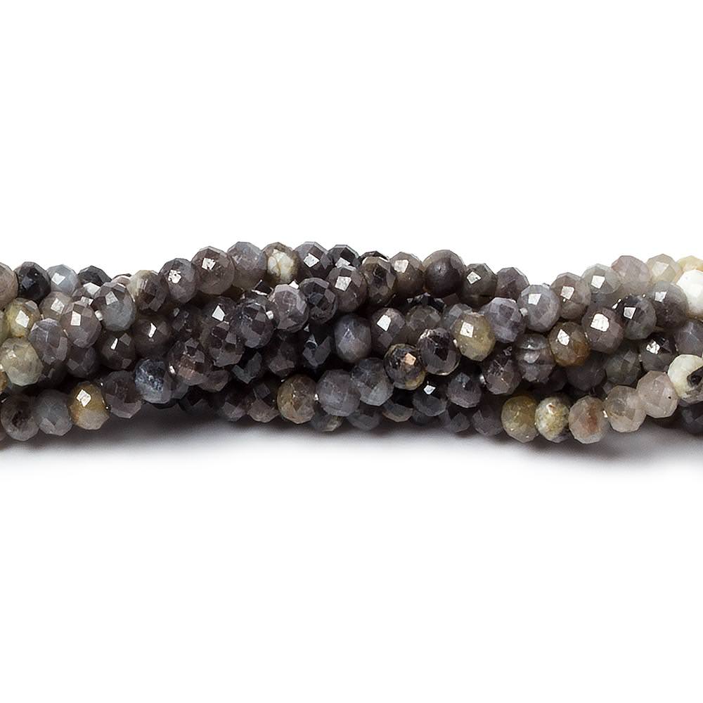 3mm Multi Grey Cream Sapphire Micro Faceted rondelle beads 13 inch 160 pcs - Beadsofcambay.com