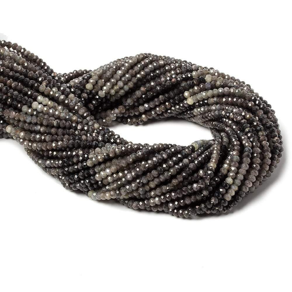 3mm Multi Grey Sapphire Micro Faceted rondelle beads 13 inch 160 pieces - Beadsofcambay.com