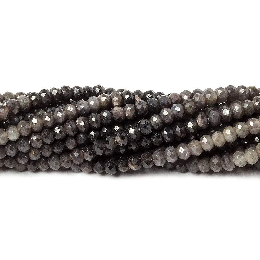 3mm Multi Grey Sapphire Micro Faceted rondelle beads 13 inch 160 pieces - Beadsofcambay.com