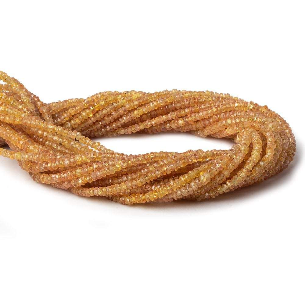 3mm Orangey Yellow Sapphire faceted rondelles 16 inch 250 pieces A - Beadsofcambay.com